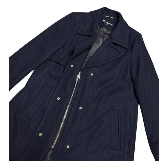 KARL LAGERFELD Wool Luxury Designer Business Casual Winter Pea Coat Womens XL - Picture 4 of 5